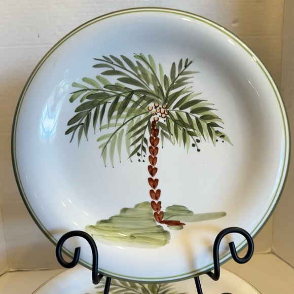 Gibson Designs PALM COURT GIDPAC Dinner Plate Green Palm Tree Green - Set of 4 - Picture 6 of 15